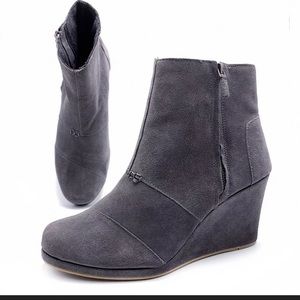 Gray Suede Desert wedge side zip ankle booties